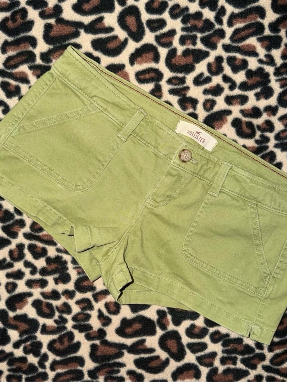 2000s vintage style whimsical green matcha Hollister low rise micro mini shorts
